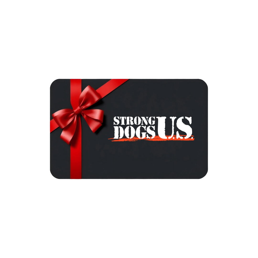 StrongDogs U.S. Geschenkgutschein mit roter Schleife – ideales Geschenk für Hundezubehör